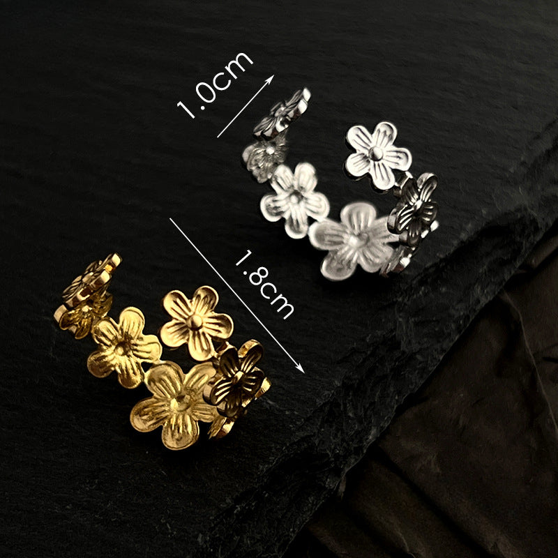 Wholesale Flower Ring Stainless Steel 18K Gold Plated Open Ring ACC-RS-WanCh005