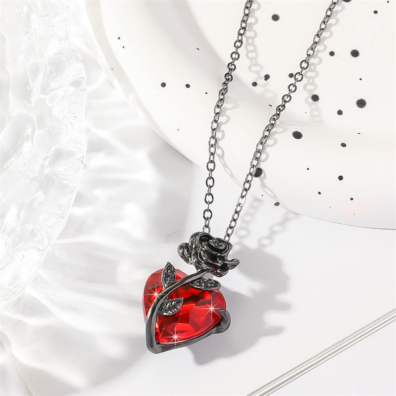 Wholesale Halloween Rose Gothic Dark Style Heart Shaped Necklaces ACC-NE-HaoYun001