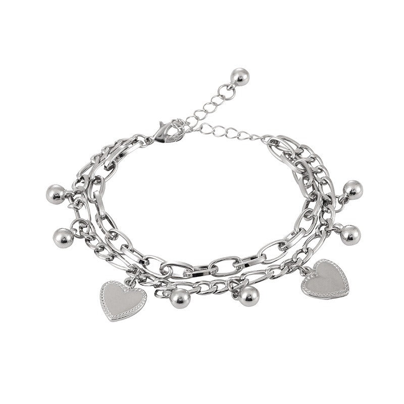 Wholesale Stainless Steel Heart Shape Double Layer Bracelet ACC-BT-MS005