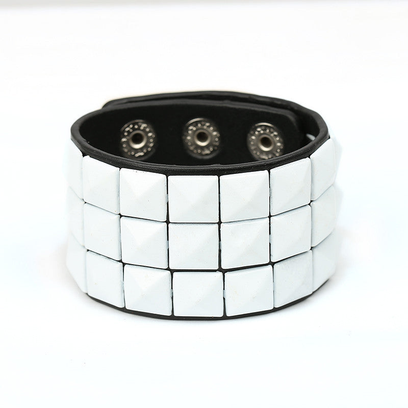 Wholesale Punk Multicolor Square Nail PU Bracelet ACC-BT-Saih018