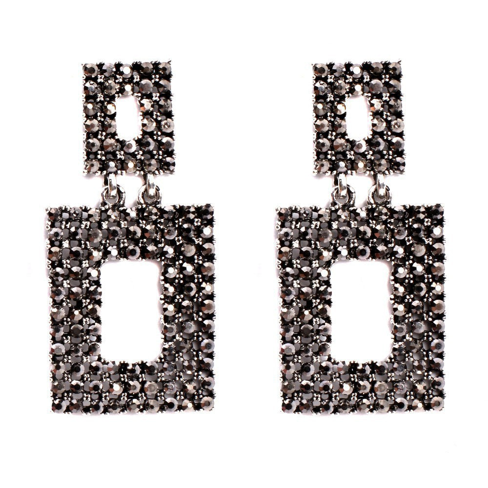 Wholesale Simple Alloy Hollow Tassel Square Diamond Earrings ACC-ES-JuJia013
