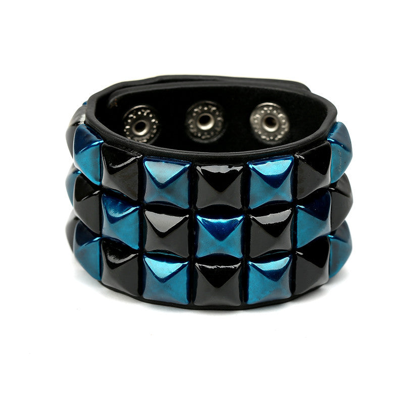 Wholesale Punk Multicolor Square Nail PU Bracelet ACC-BT-Saih018
