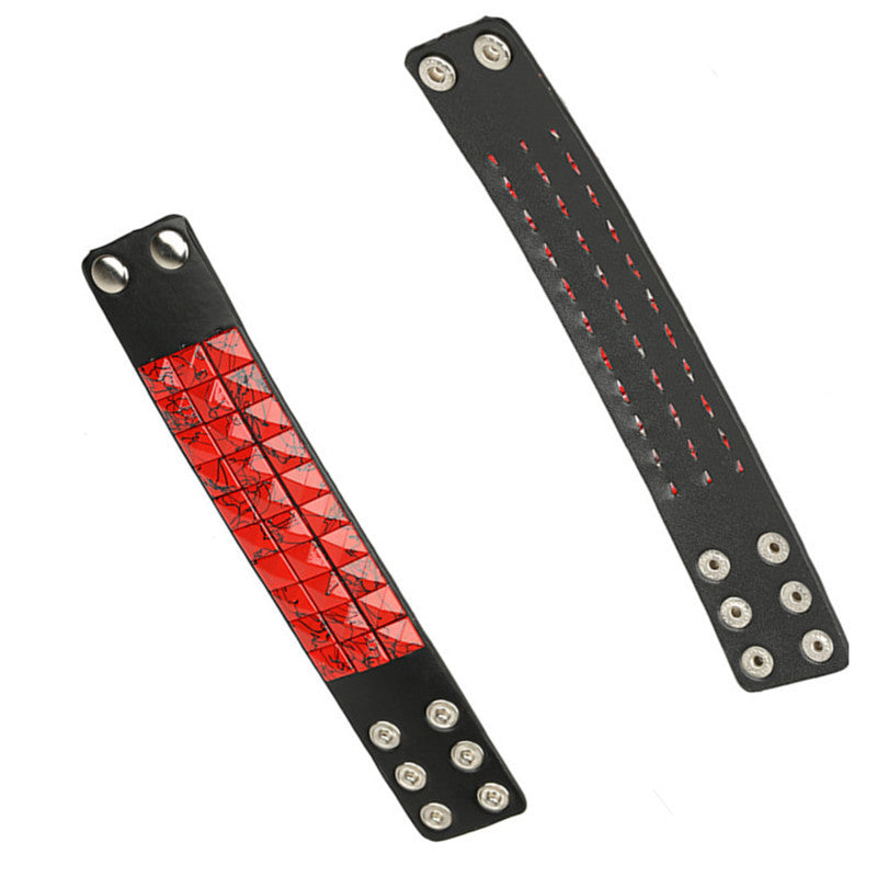 Wholesale Punk Multicolor Square Nail PU Bracelet ACC-BT-Saih018