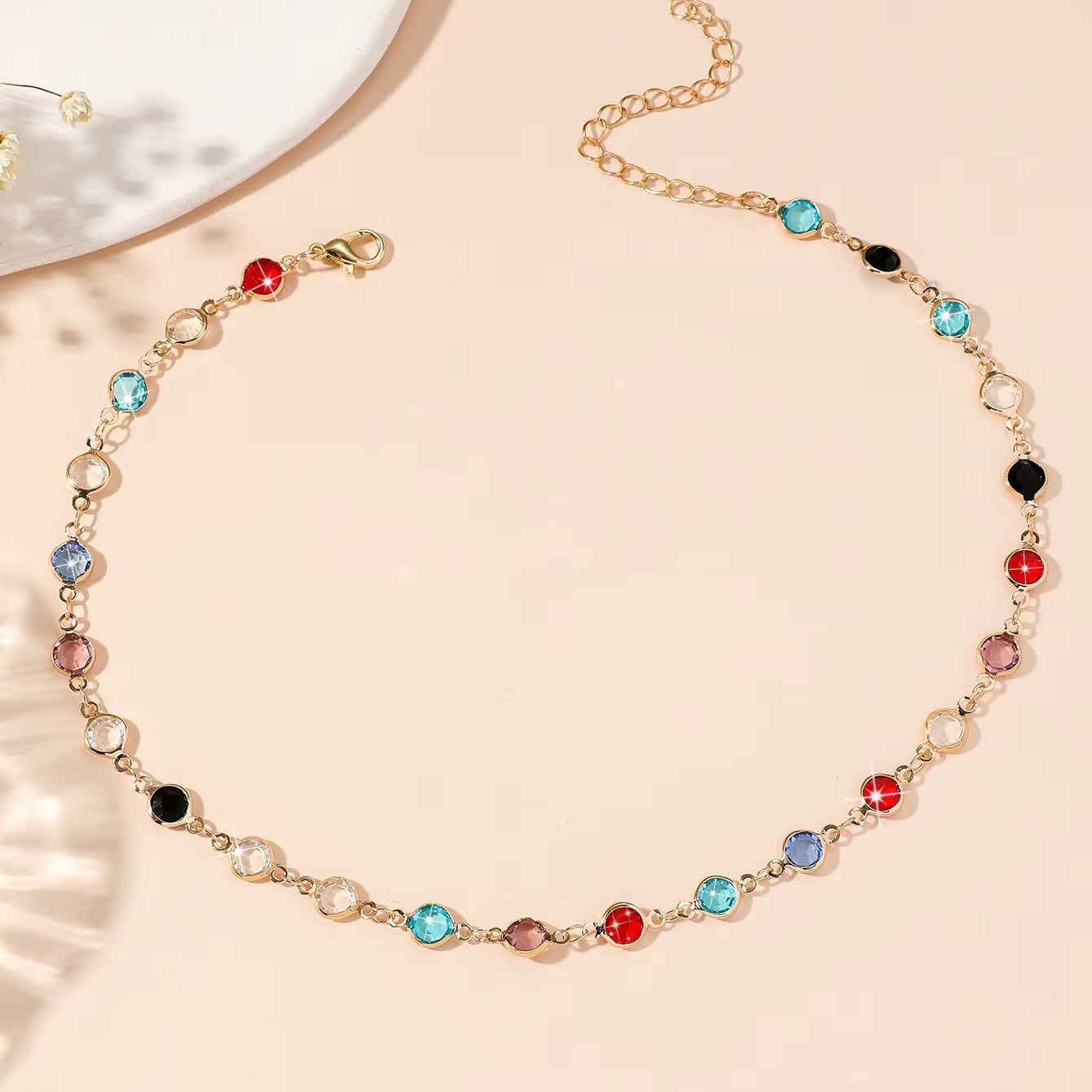 Wholesale Diamond Butterfly Necklace Colorful Diamond Clavicle Chain ACC-NE-JunJie004