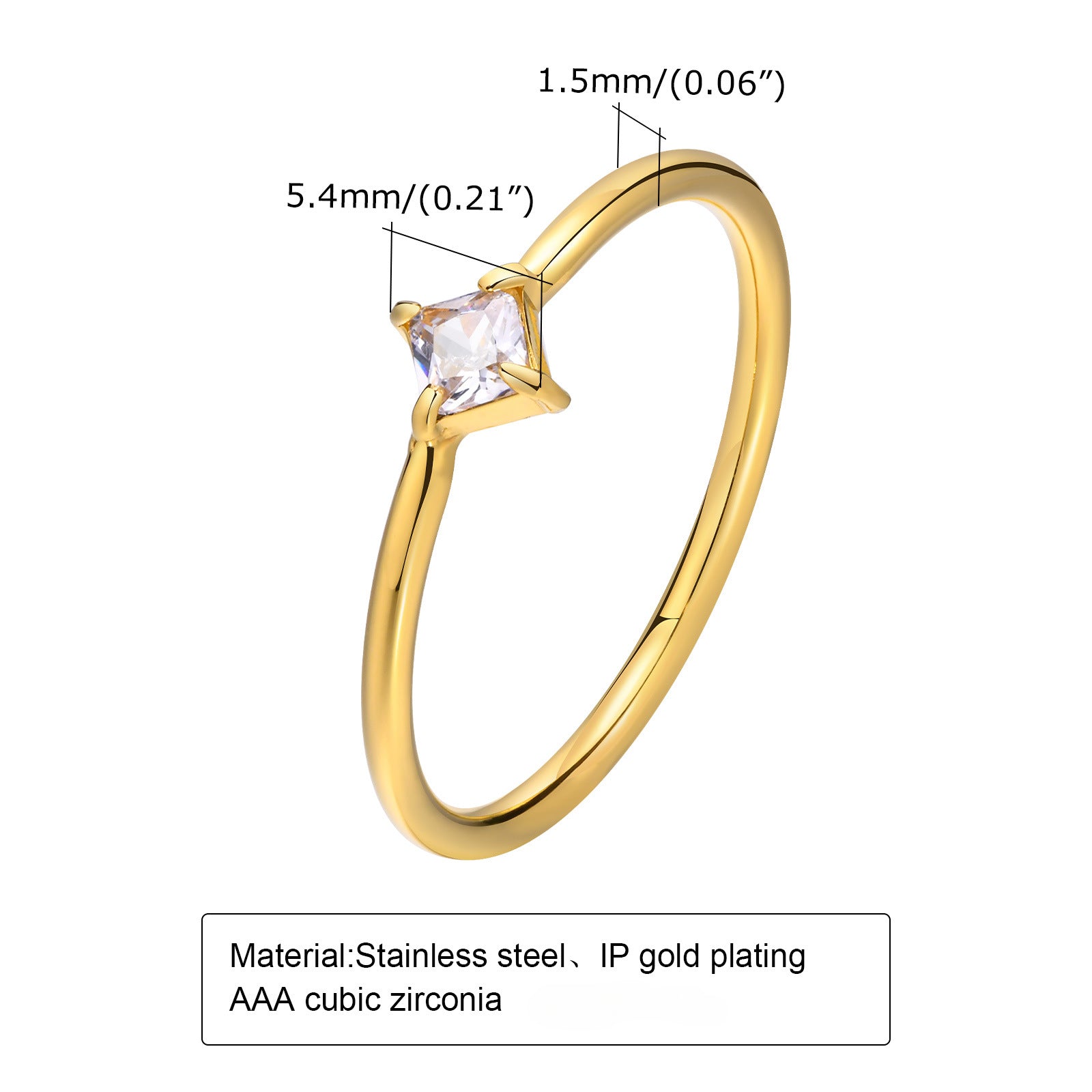 Wholesale Titanium Steel Ring Stainless Steel Zircon Gold Ring Heart Shape ACC-RS-HuaLanXin002