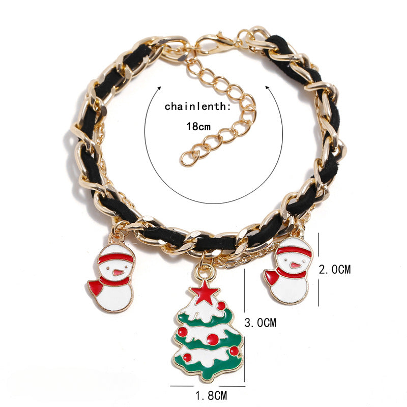 Wholesale Snowflake Christmas Tree Alloy Oil Drop Bracelet ACC-BT-MDD002