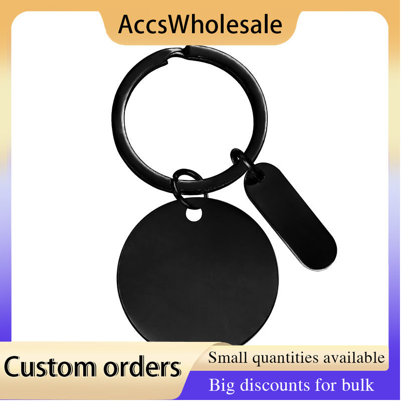 Custom Keychain with Laser Engraved Text or Logo - Multi-color Round Plate Engraved Metal Keychain