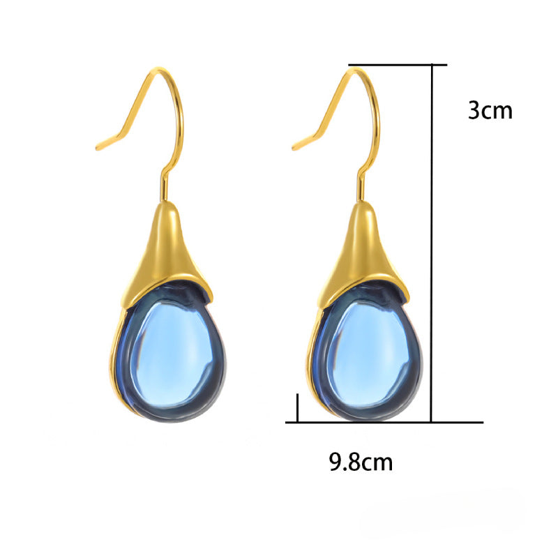 Wholesale Teardrop-shaped Cat's Eye Earrings Four-color Gemstone Earrings ACC-ES-LR001