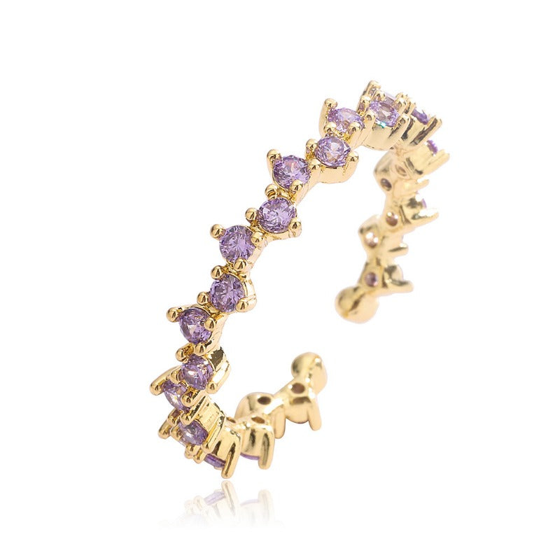 Wholesale Copper Plated 18K Gold Zircon Open Adjustable Ring ACC-RS-AG001