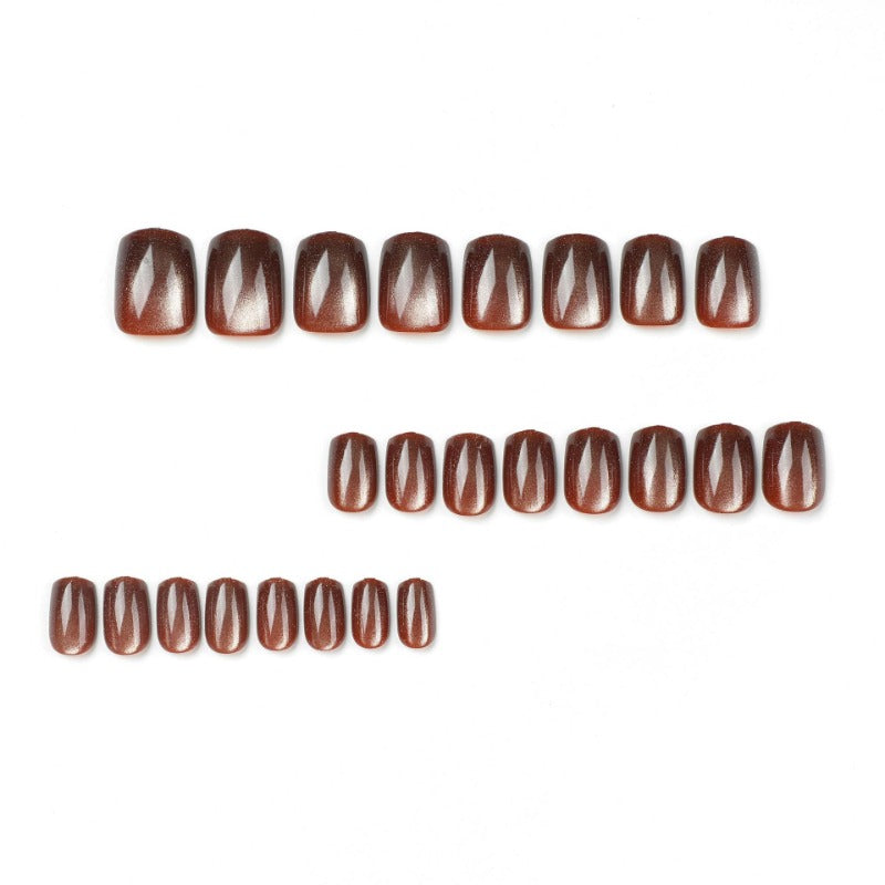 Wholesale 24 Pieces/box Brown Cat Eye Nails Kits Nail Stickers ACC-NS-LeFan173