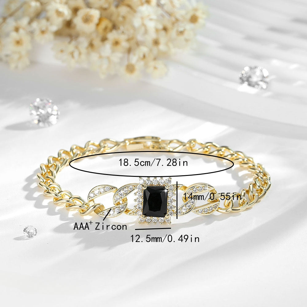 Wholesale 14K Zircon Copper Gold Plated Silver Cuban Bracelet ACC-BT-HengXuan002