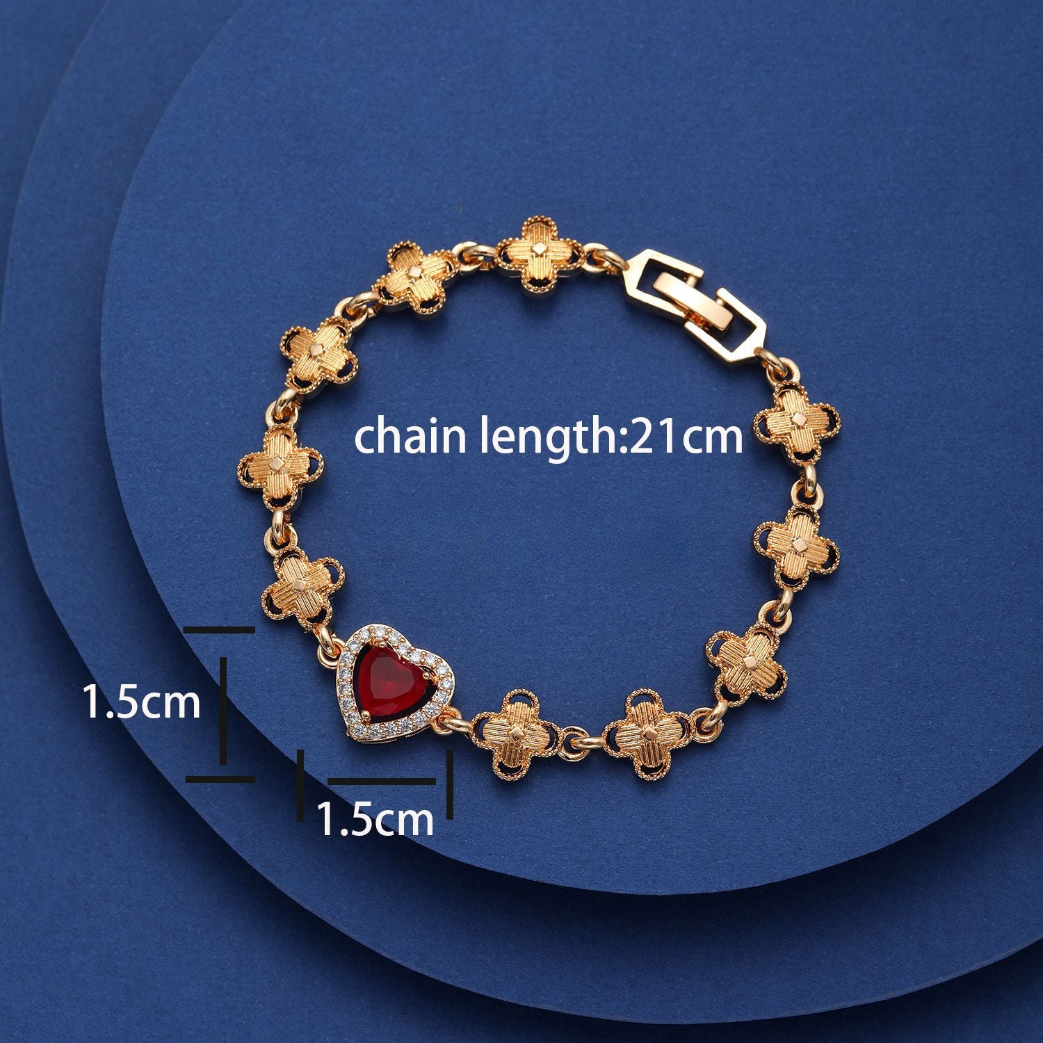 Wholesale Copper Plated Gold Inlaid Zircon Heart Bracelet ACC-BT-HengXuan003