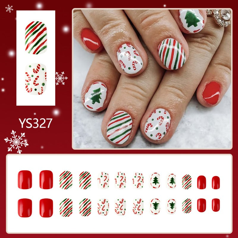 Wholesale 24 Pieces/box Christmas Candy Cane Nails Kits Nail Stickers ACC-NS-MiKe003
