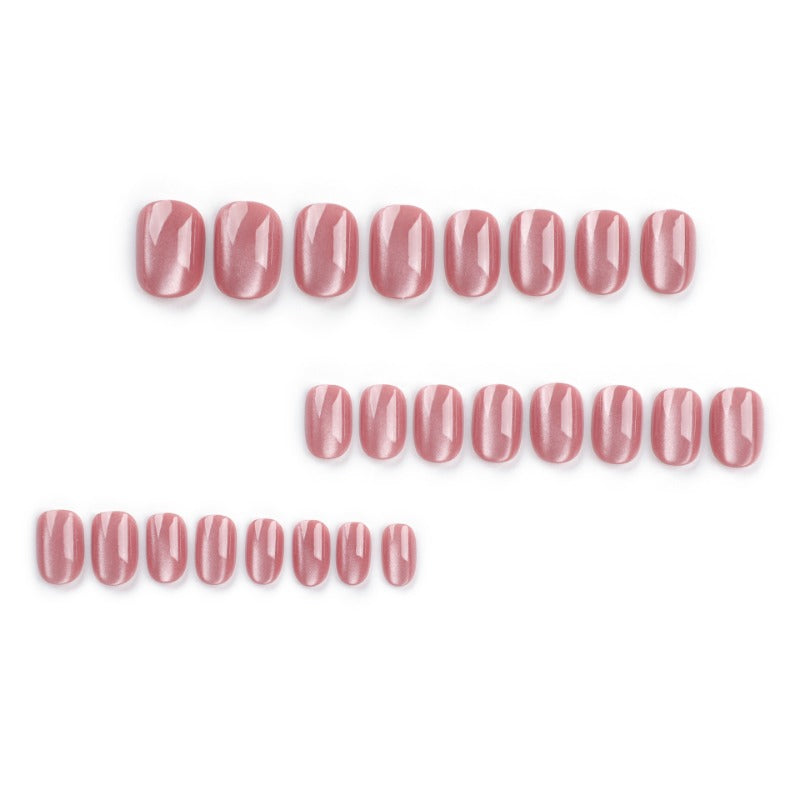 Wholesale 24 Pieces/box Nude Pink Cat Eye Press-on Nails Kits Nail Stickers ACC-NS-LeFan165