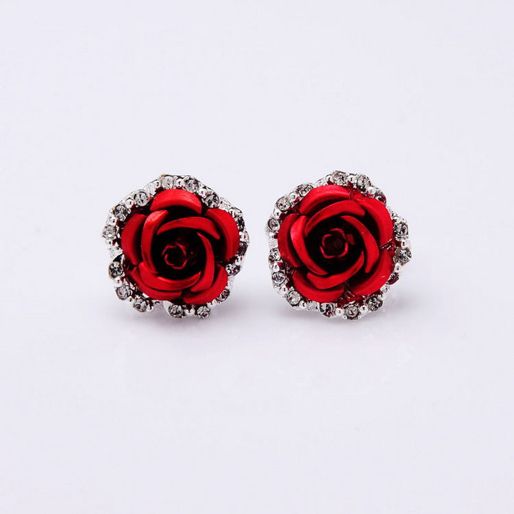 Wholesale rose flower luxury earrings