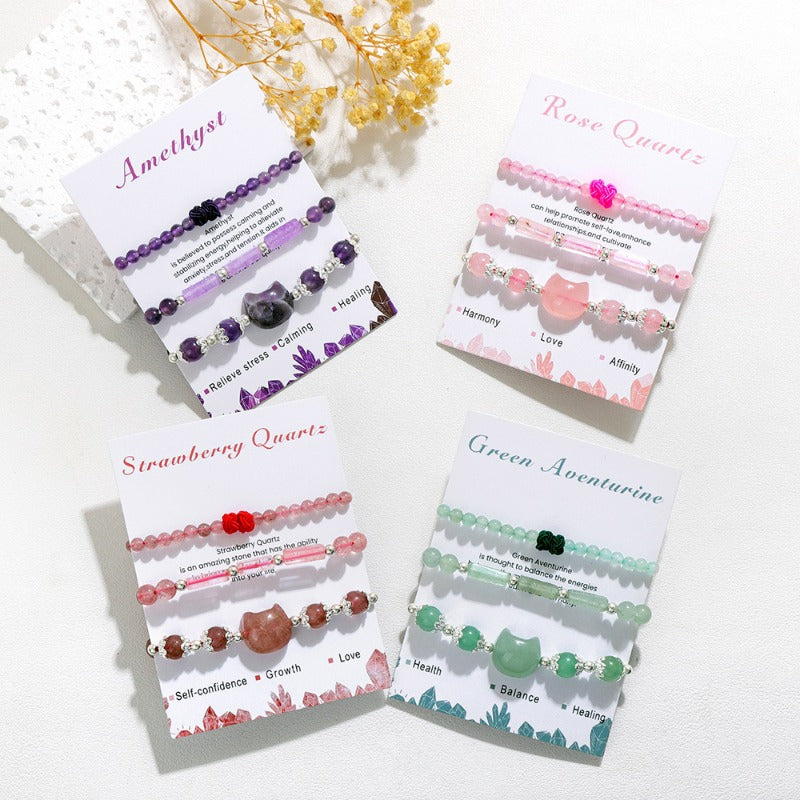 Wholesale Natural Stone Crystal Bracelet Set ACC-BT-YinYi010