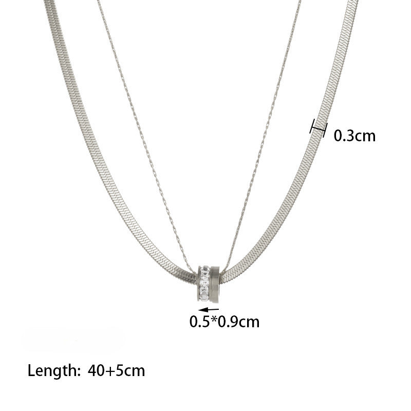 Wholesale Titanium Steel Clavicle Chain Transfer Ring Necklaces ACC-NE-Qiyun005