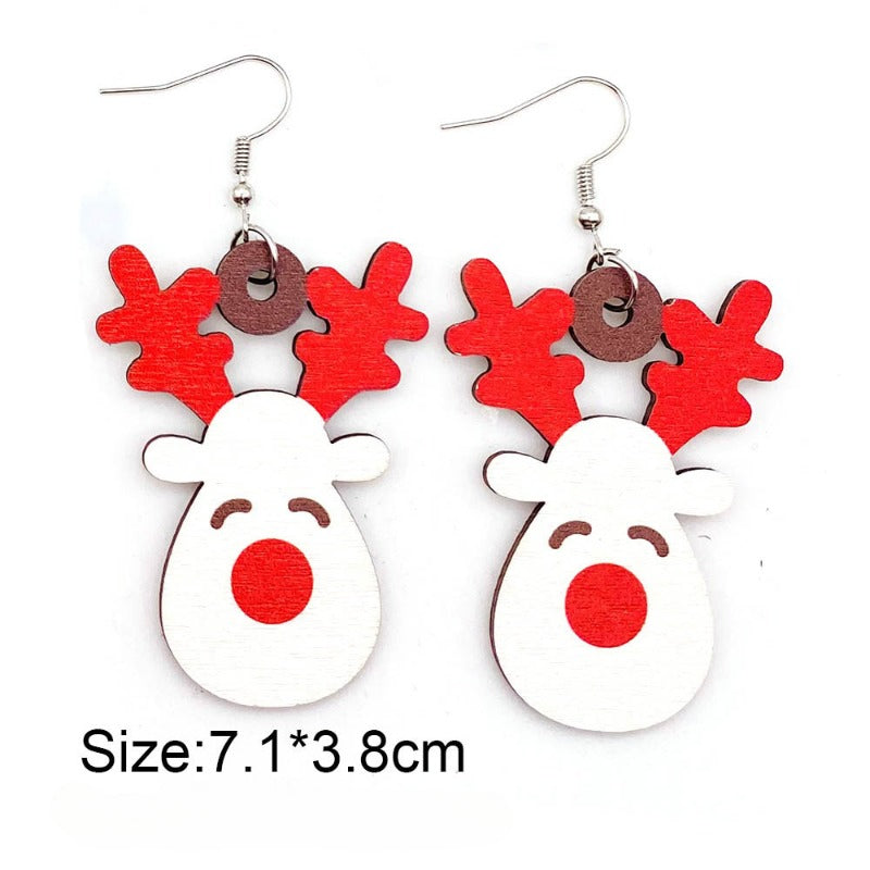 Wholesale Christmas Elk Dwarf Stitching Wooden Earrings ACC-ES-ChenY100