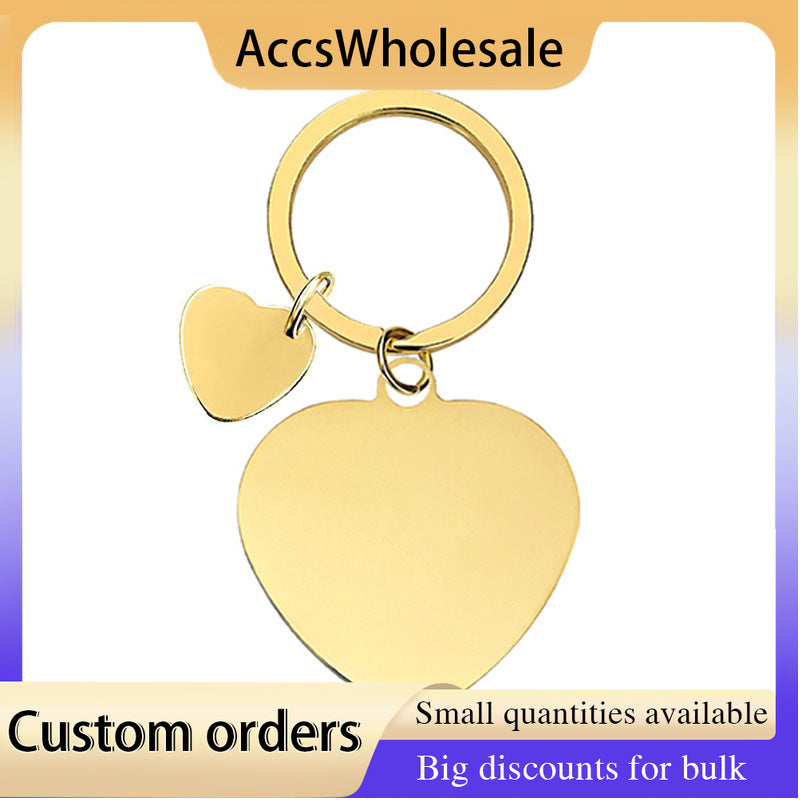 Custom Keychain with Laser Engraved Text or Logo - Multi-color Heart Shape Metal Keychain