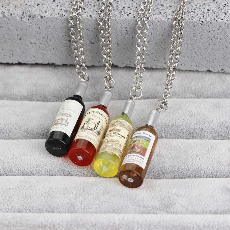 Wholesale Mini Fashion Wine Bottle Pendant Resin Necklace Creative Necklaces ACC-NE-ZhiJia003