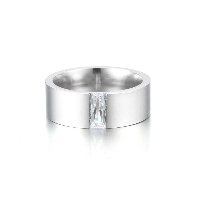 Wholesale  open micro-inlaid zircon ring  men's stainless steel fashion ring