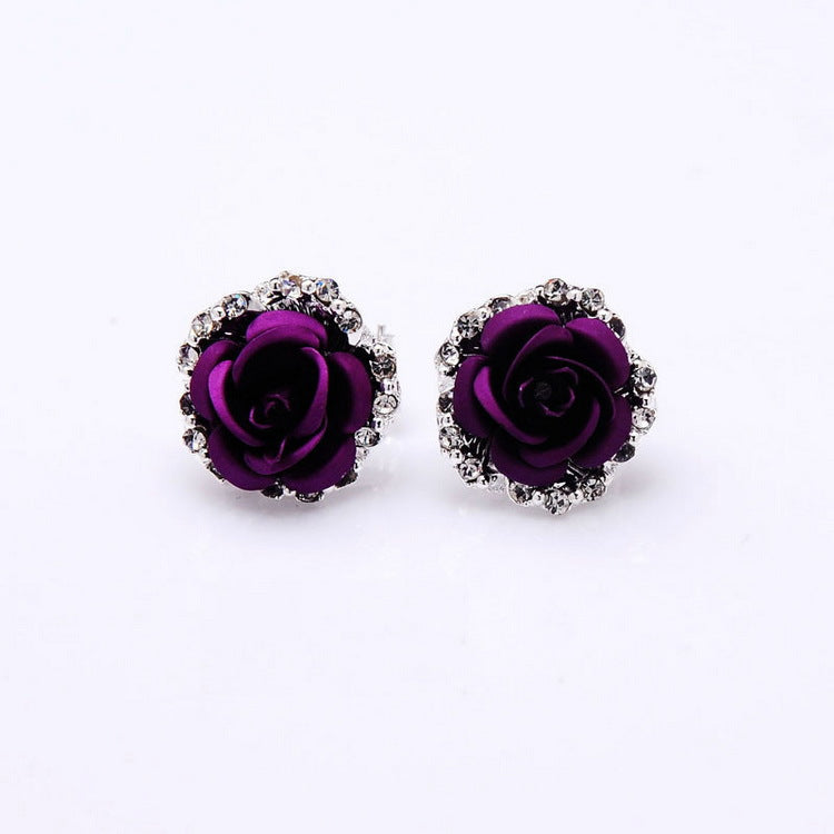 Wholesale rose flower luxury earrings