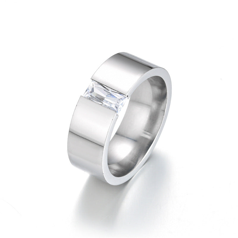 Wholesale  open micro-inlaid zircon ring  men's stainless steel fashion ring