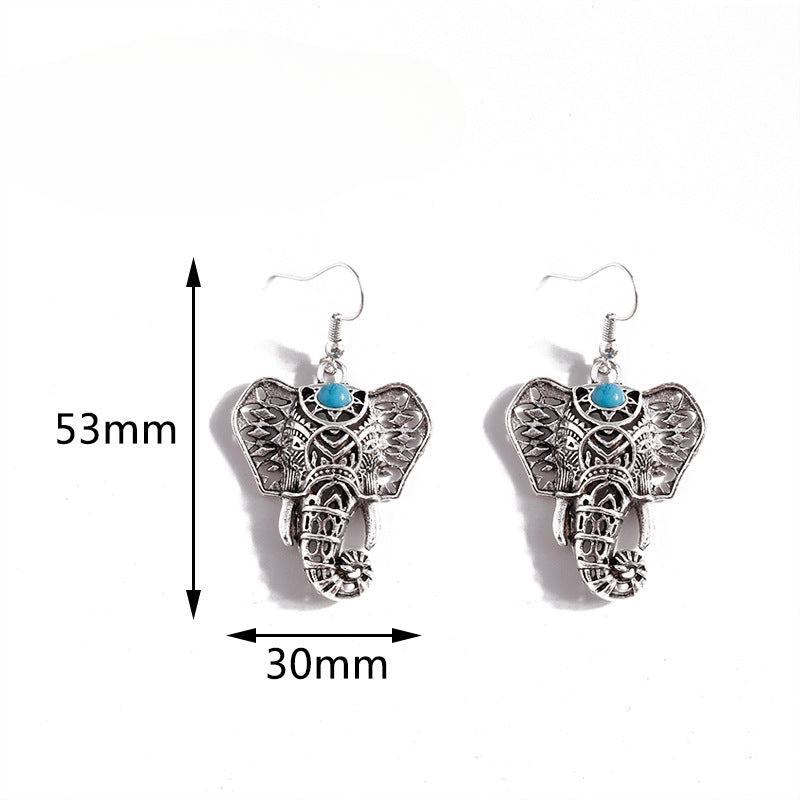 Wholesale Vintage Bohemian Elephant Turquoise Earrings ACC-ES-YueSen006