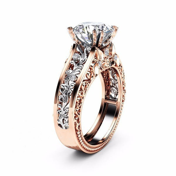 Wholesale Ladies Ring Alloy Plated 14k Rose Gold Color Separated Ring ACC-RS-Caos001