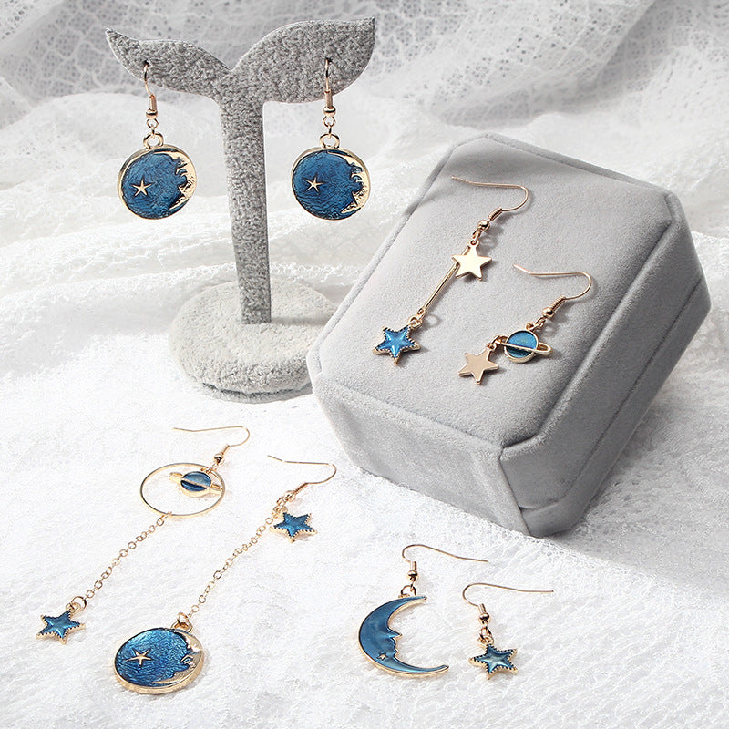 Wholesale Blue Starry Sky Planet Earrings Long Metal Earrings ACC-ES-Lvgong006