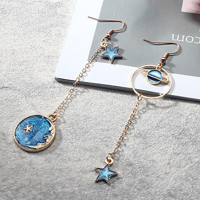Wholesale Blue Starry Sky Planet Earrings Long Metal Earrings ACC-ES-Lvgong006