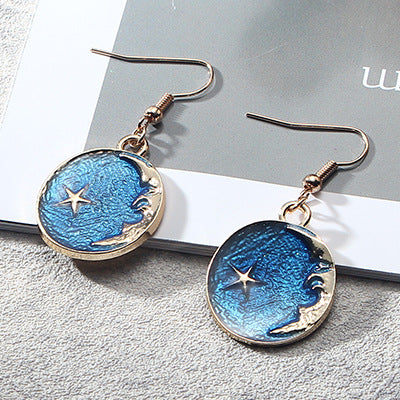 Wholesale Blue Starry Sky Planet Earrings Long Metal Earrings ACC-ES-Lvgong006