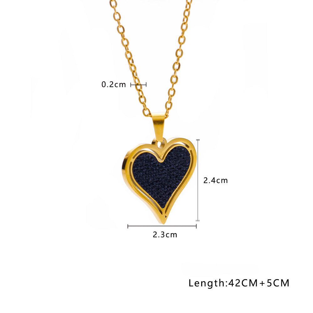 Wholesale Gold Vintage Pearl Heart Shaped Love Titanium Steel Pendant Necklace ACC-NE-Feif002
