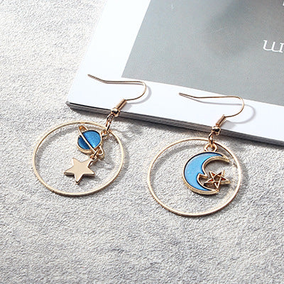 Wholesale Blue Starry Sky Planet Earrings Long Metal Earrings ACC-ES-Lvgong006