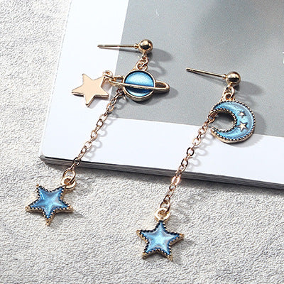 Wholesale Blue Starry Sky Planet Earrings Long Metal Earrings ACC-ES-Lvgong006