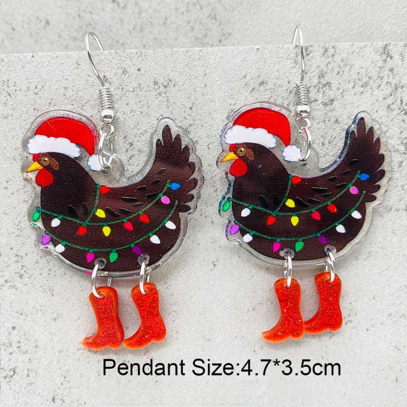 Wholesale Acrylic Christmas Snowflake Santa Claus Earrings ACC-ES-ChenY088