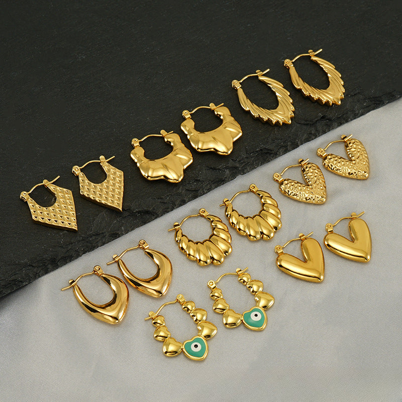 Wholesale Stainless Steel Earrings Vintage Heart Eyes Earrings ACC-ES-ZhongYao001