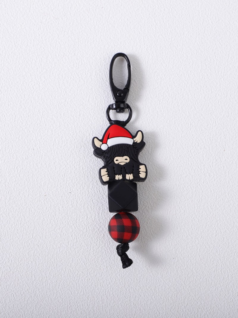 Wholesale Christmas Black Yak Red and Black Plaid Beaded Keychain ACC-KC-JiuYa017