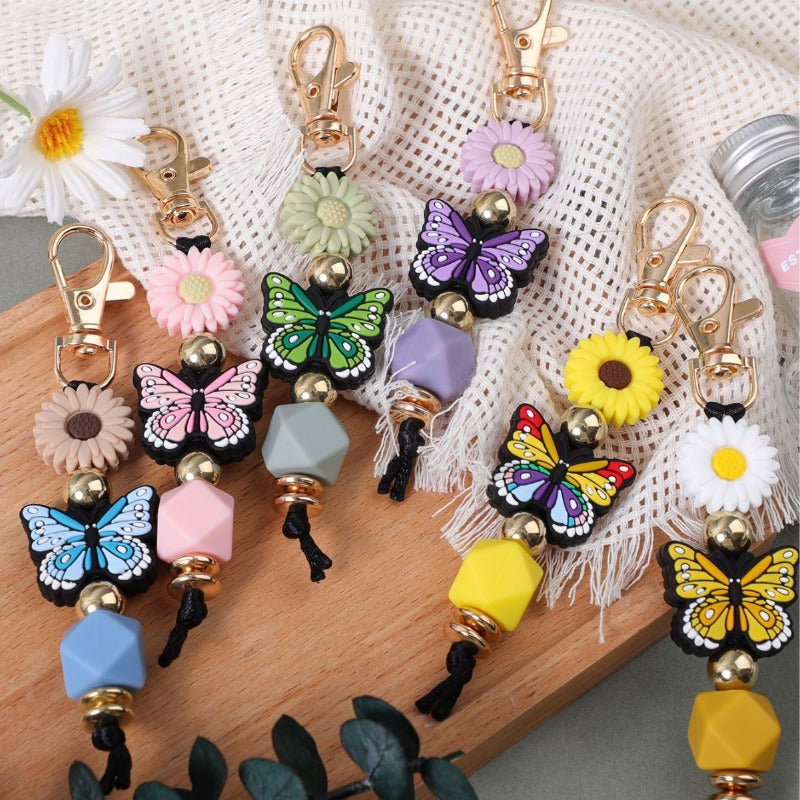 Wholesale Cartoon Colorful Butterfly Daisy Keychain ACC-KC-JiuYa007