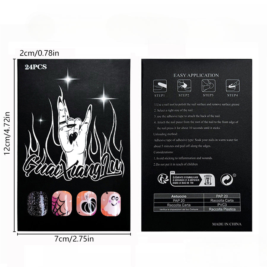 Wholesale 24 Pieces/box Halloween Press-on Nails Kits Nail Stickers ACC-NS-GuaiXL103
