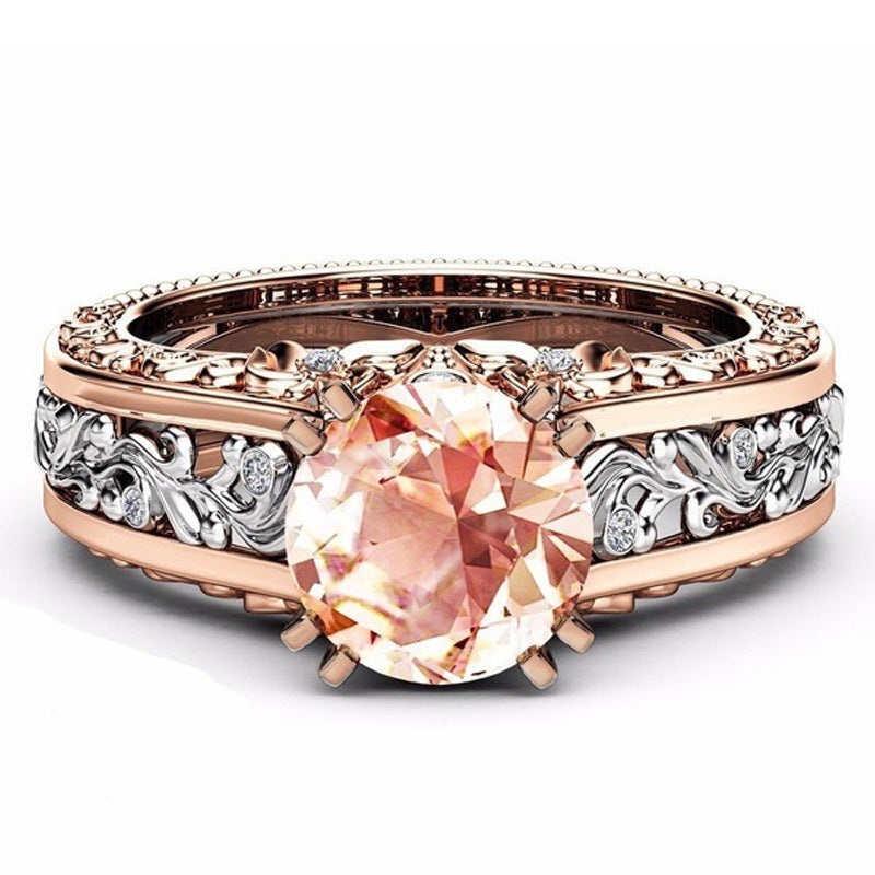Wholesale Ladies Ring Alloy Plated 14k Rose Gold Color Separated Ring ACC-RS-Caos001