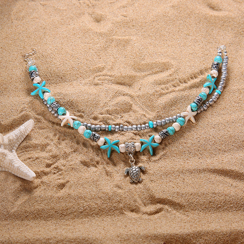 Wholesale Beach Foot Clips Turtle Pendant Sea Star Pebble Beach Chain  Anklets