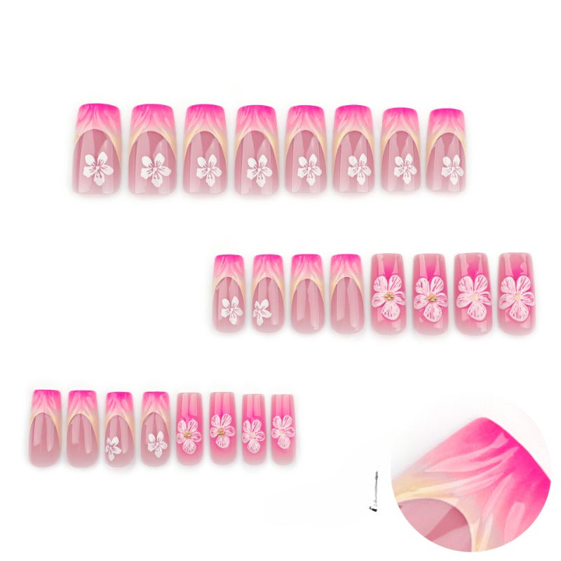 Wholesale 24 Pieces/box Pink Flower Nails Kits Nail Stickers ACC-NS-LeFan208