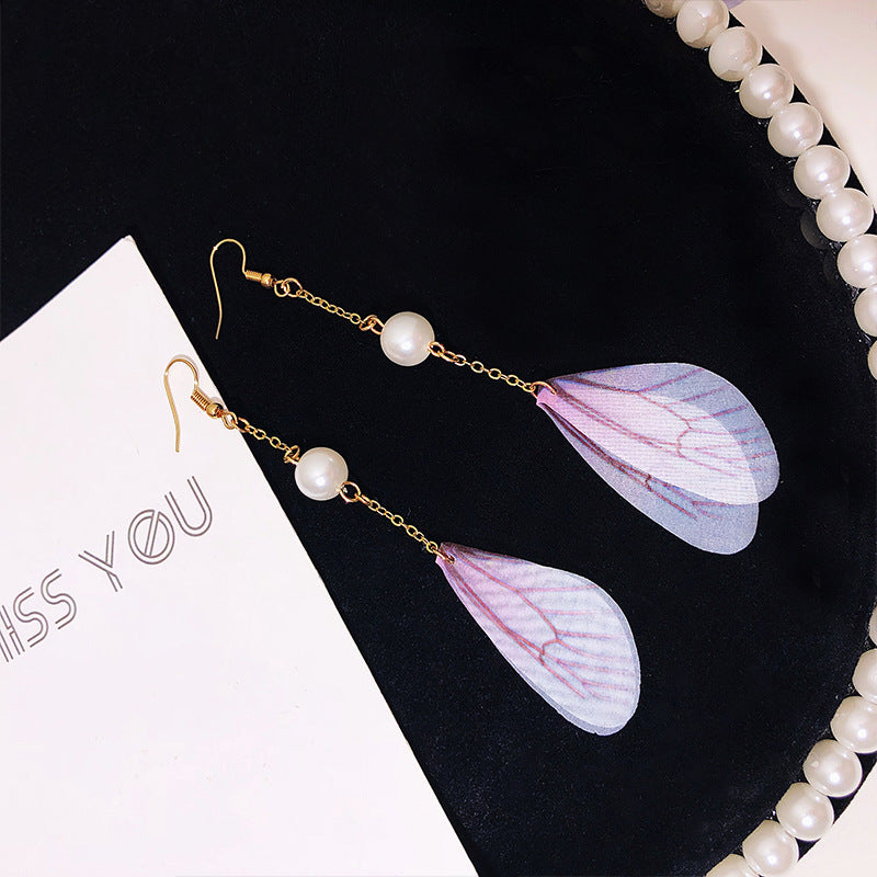 Wholesale Vintage Tulle Butterfly Wings Alloy Ear Hooks Earrings ACC-ES-Lvgong004