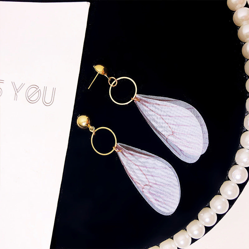 Wholesale Vintage Tulle Butterfly Wings Alloy Ear Hooks Earrings ACC-ES-Lvgong004
