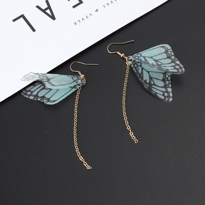 Wholesale Vintage Tulle Butterfly Wings Alloy Ear Hooks Earrings ACC-ES-Lvgong004