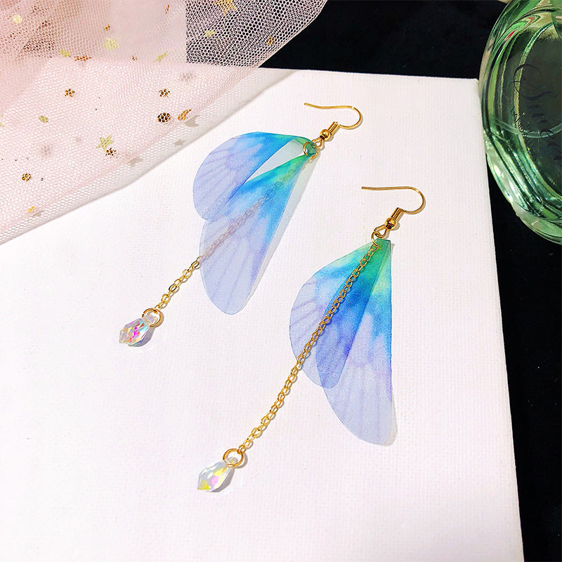 Wholesale Vintage Tulle Butterfly Wings Alloy Ear Hooks Earrings ACC-ES-Lvgong004