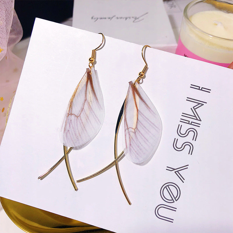 Wholesale Vintage Tulle Butterfly Wings Alloy Ear Hooks Earrings ACC-ES-Lvgong004