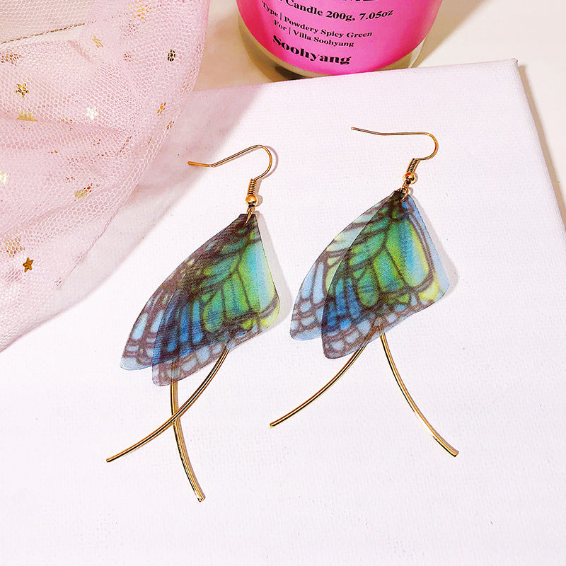 Wholesale Vintage Tulle Butterfly Wings Alloy Ear Hooks Earrings ACC-ES-Lvgong004