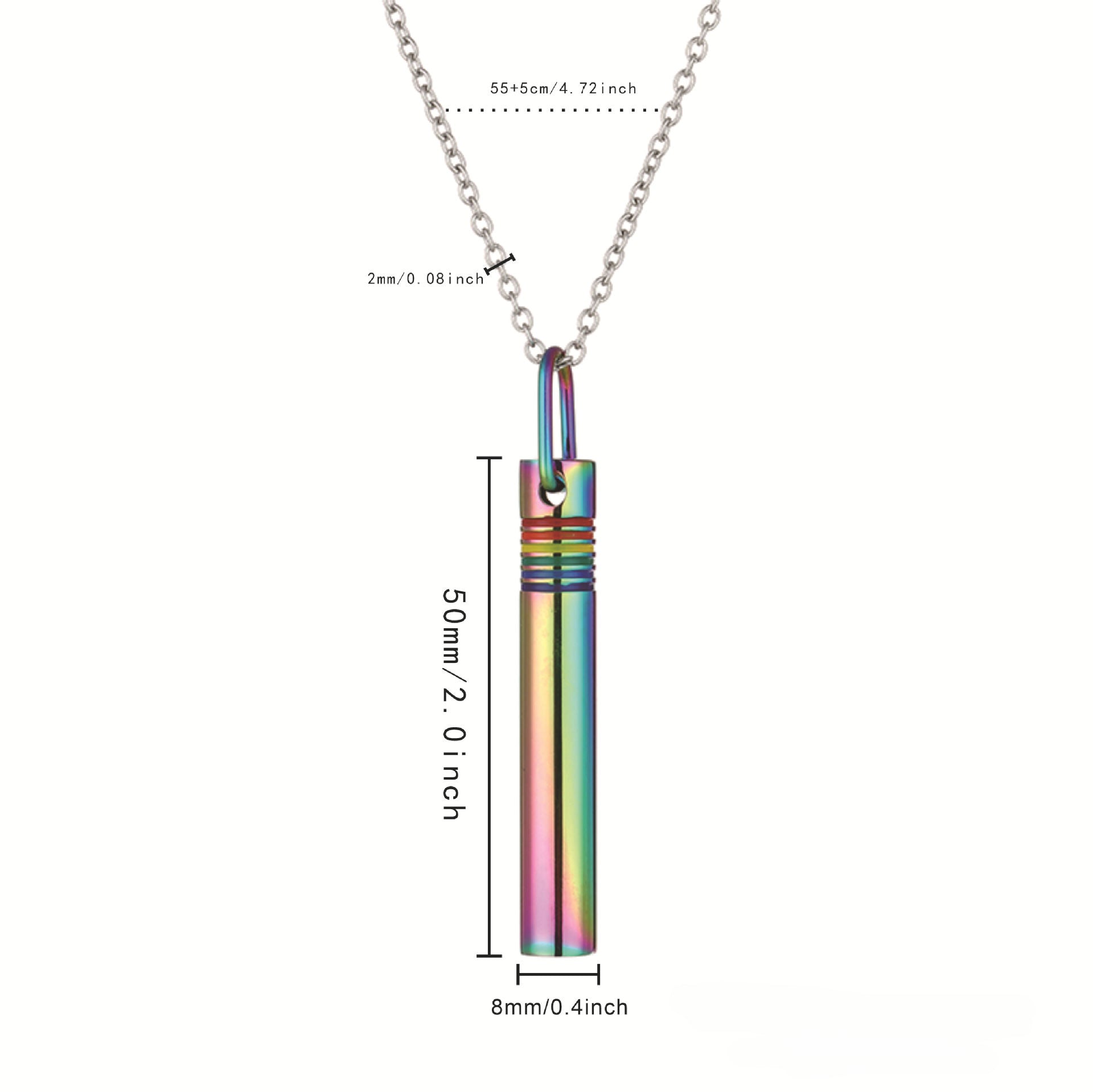 Wholesale Rainbow Yoga Meditation Stress Relief Whistle Stainless Steel Necklace ACC-NE-QinShi003